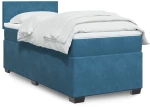 vidaXL Κρεβάτι Boxspring με Στρώμα Σκούρο Μπλε 100x200 εκ. Βελούδινο
