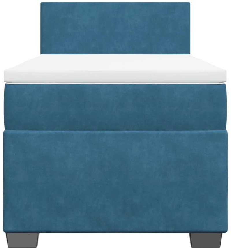 vidaXL Κρεβάτι Boxspring με Στρώμα Σκούρο Μπλε 100x200 εκ. Βελούδινο