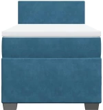 vidaXL Κρεβάτι Boxspring με Στρώμα Σκούρο Μπλε 100x200 εκ. Βελούδινο