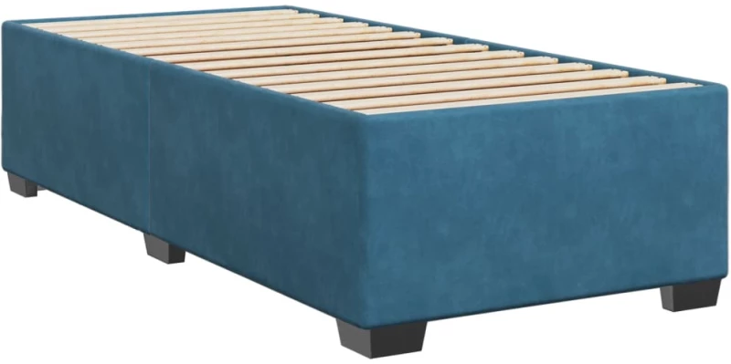 vidaXL Κρεβάτι Boxspring με Στρώμα Σκούρο Μπλε 100x200 εκ. Βελούδινο