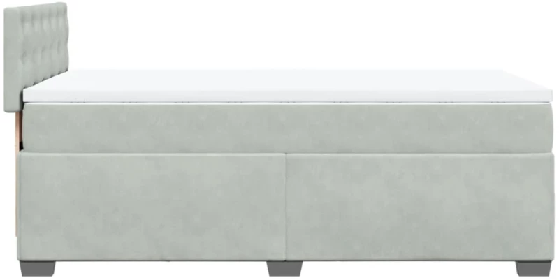 vidaXL Κρεβάτι Boxspring με Στρώμα Ανοιχτό Γκρι 100x200 εκ. Βελούδινο