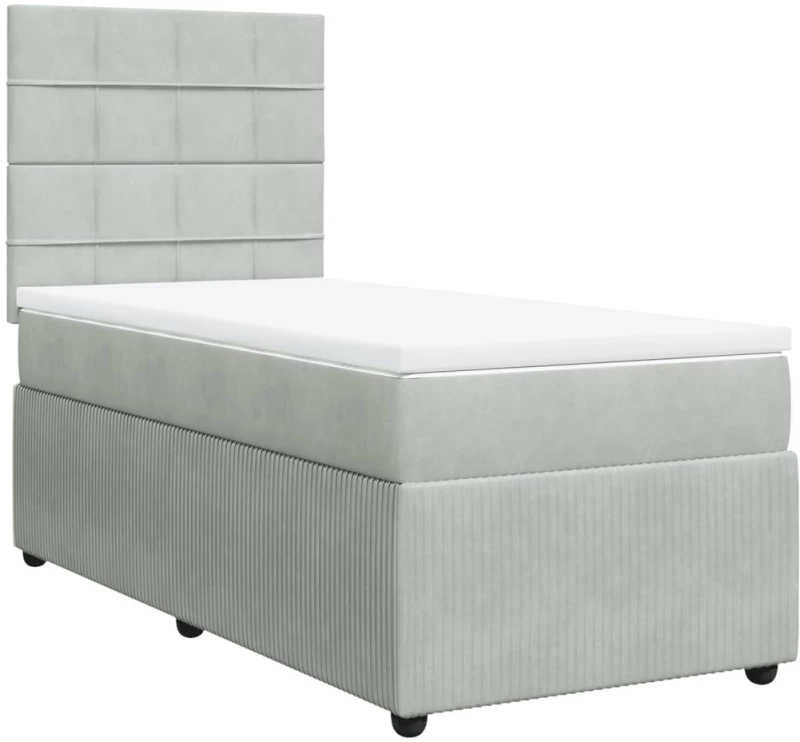 vidaXL Κρεβάτι Boxspring με Στρώμα Ανοιχτό Γκρι 80x200 εκ. Βελούδινο