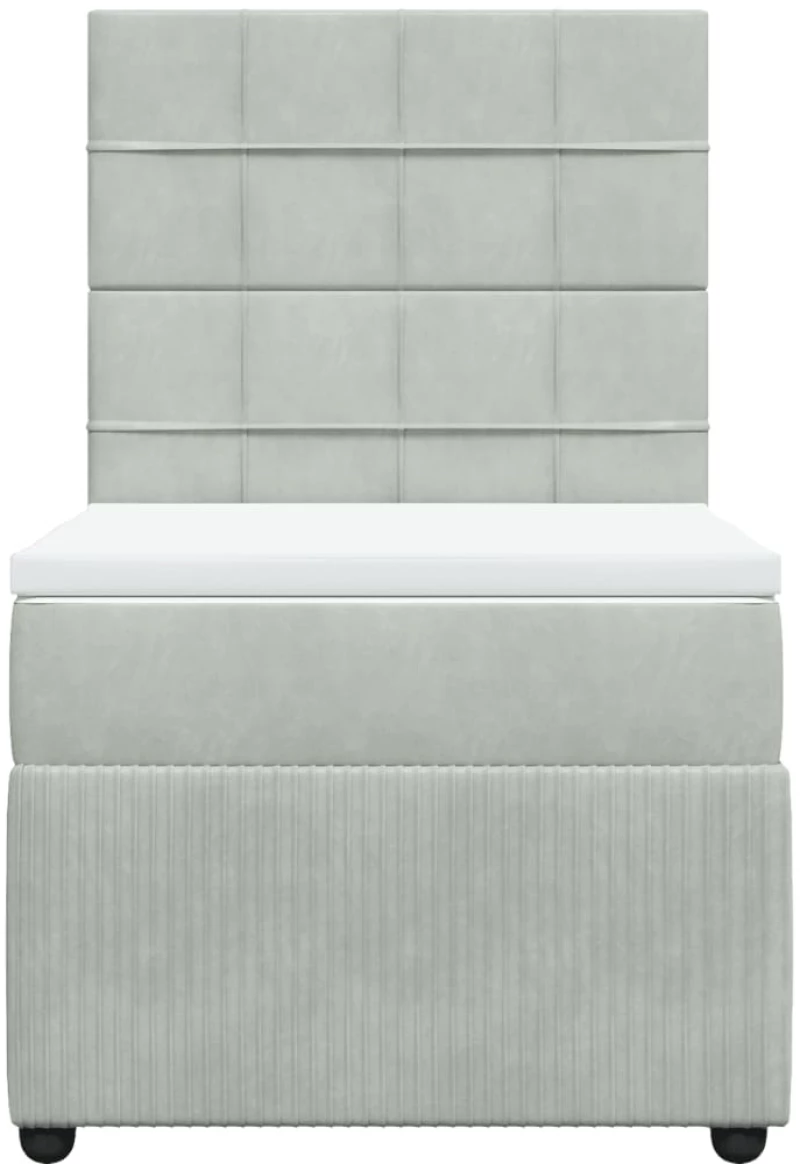 vidaXL Κρεβάτι Boxspring με Στρώμα Ανοιχτό Γκρι 80x200 εκ. Βελούδινο