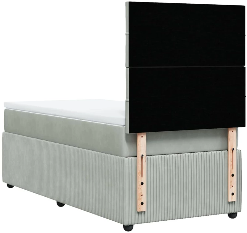 vidaXL Κρεβάτι Boxspring με Στρώμα Ανοιχτό Γκρι 80x200 εκ. Βελούδινο