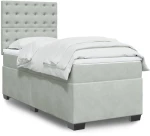 vidaXL Κρεβάτι Boxspring με Στρώμα Ανοιχτό Γκρι 100x200 εκ. Βελούδινο