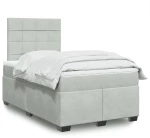 vidaXL Κρεβάτι Boxspring με Στρώμα Ανοιχτό Γκρι 120x200 εκ. Βελούδινο