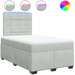 vidaXL Κρεβάτι Boxspring με Στρώμα Ανοιχτό Γκρι 120x200 εκ. Βελούδινο
