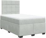 vidaXL Κρεβάτι Boxspring με Στρώμα Ανοιχτό Γκρι 120x200 εκ. Βελούδινο