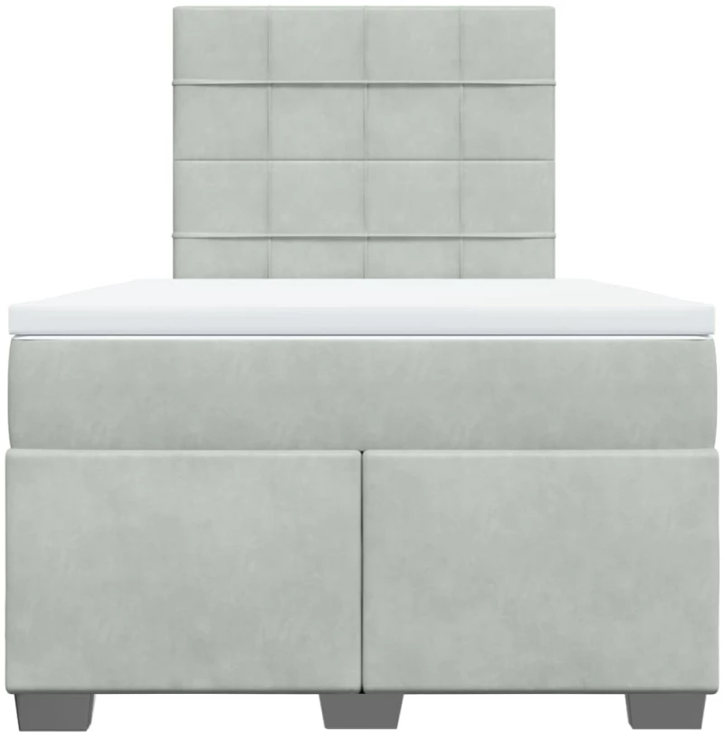 vidaXL Κρεβάτι Boxspring με Στρώμα Ανοιχτό Γκρι 120x200 εκ. Βελούδινο
