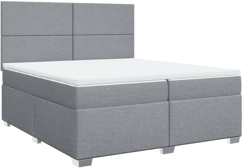 vidaXL Κρεβάτι Boxspring με Στρώμα Ανοιχτό Γκρι 200x200 εκ. Υφασμάτινο