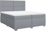 vidaXL Κρεβάτι Boxspring με Στρώμα Ανοιχτό Γκρι 200x200 εκ. Υφασμάτινο