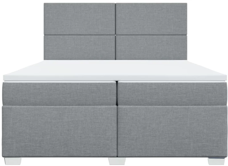vidaXL Κρεβάτι Boxspring με Στρώμα Ανοιχτό Γκρι 200x200 εκ. Υφασμάτινο