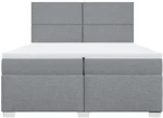 vidaXL Κρεβάτι Boxspring με Στρώμα Ανοιχτό Γκρι 200x200 εκ. Υφασμάτινο