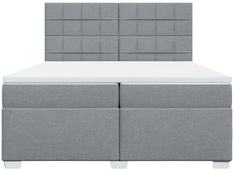 vidaXL Κρεβάτι Boxspring με Στρώμα Ανοιχτό Γκρι 200x200 εκ. Υφασμάτινο