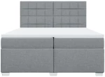 vidaXL Κρεβάτι Boxspring με Στρώμα Ανοιχτό Γκρι 200x200 εκ. Υφασμάτινο