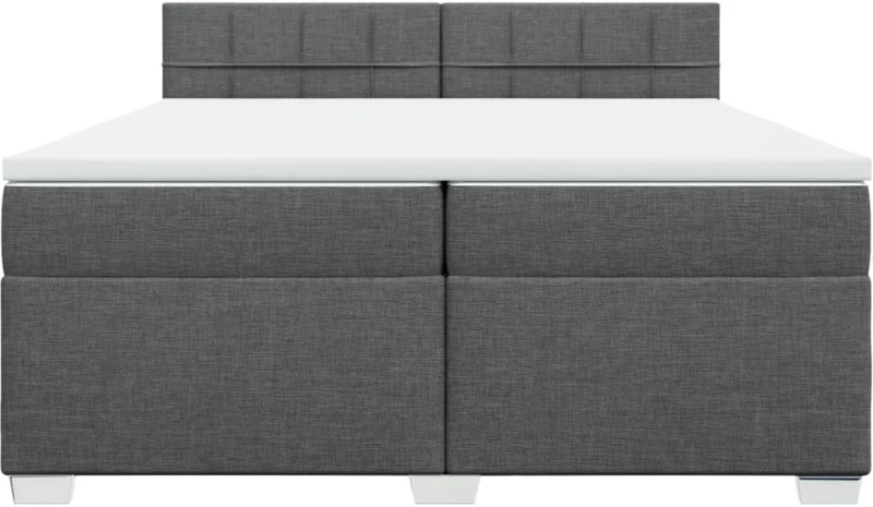 vidaXL Κρεβάτι Boxspring με Στρώμα Σκούρο Γκρι 200x200 εκ. Υφασμάτινο