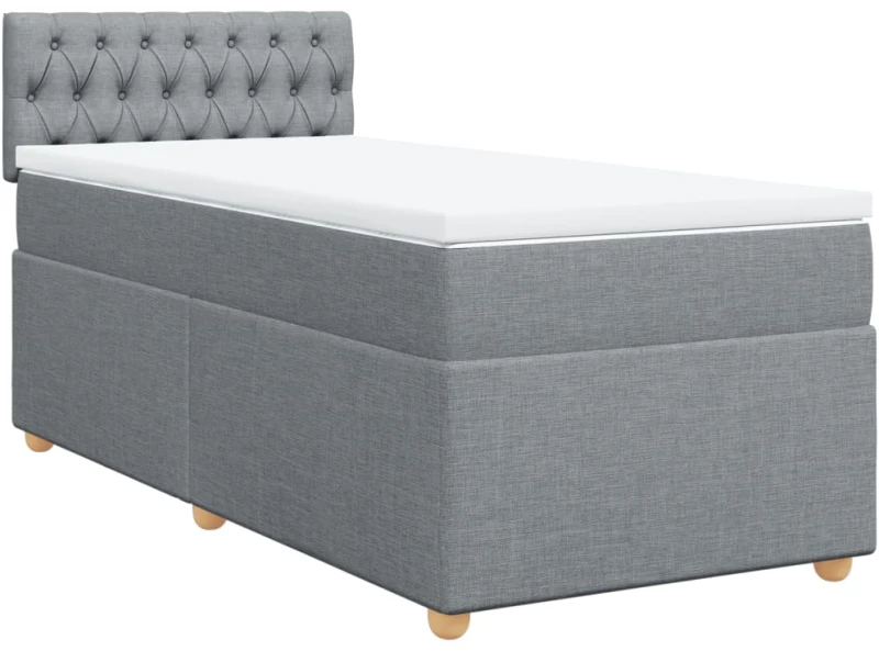 vidaXL Κρεβάτι Boxspring με Στρώμα Ανοιχτό Γκρι 80x200 εκ. Υφασμάτινο