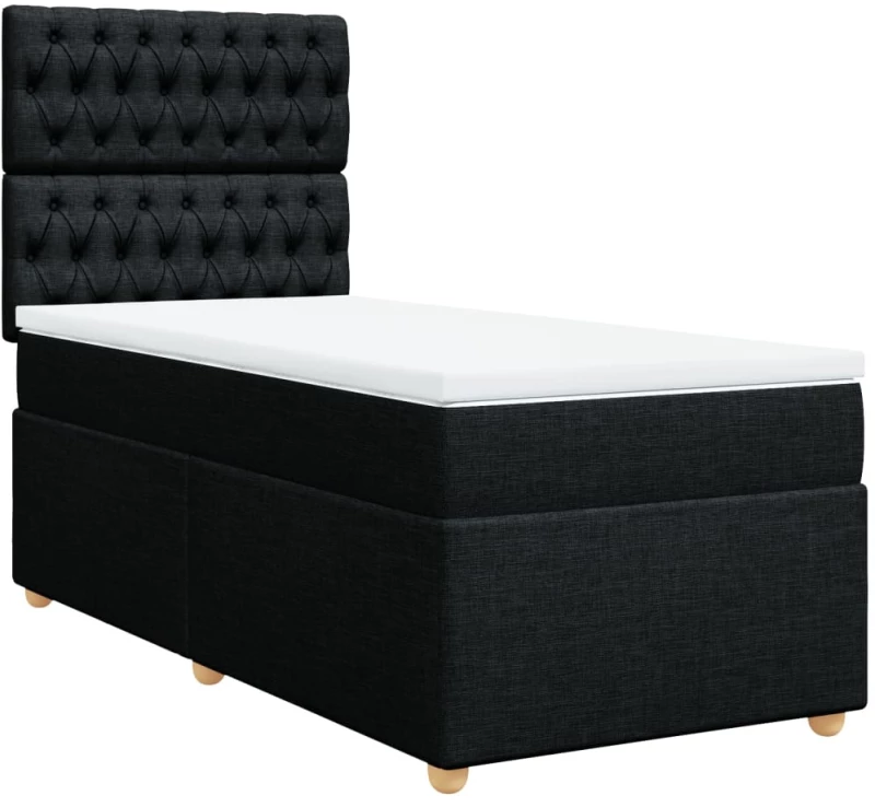 vidaXL Κρεβάτι Boxspring με Στρώμα Μαύρο 100 x 200 εκ. Υφασμάτινο