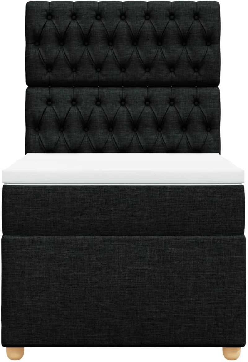 vidaXL Κρεβάτι Boxspring με Στρώμα Μαύρο 100 x 200 εκ. Υφασμάτινο