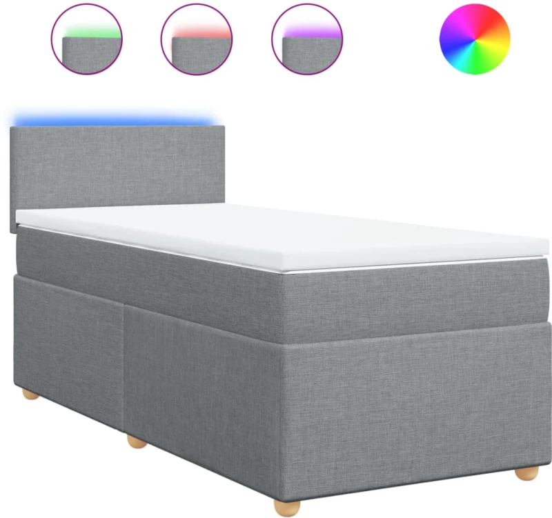 vidaXL Κρεβάτι Boxspring με Στρώμα Ανοιχτό Γκρι 80x200 εκ. Υφασμάτινο