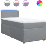 vidaXL Κρεβάτι Boxspring με Στρώμα Ανοιχτό Γκρι 80x200 εκ. Υφασμάτινο