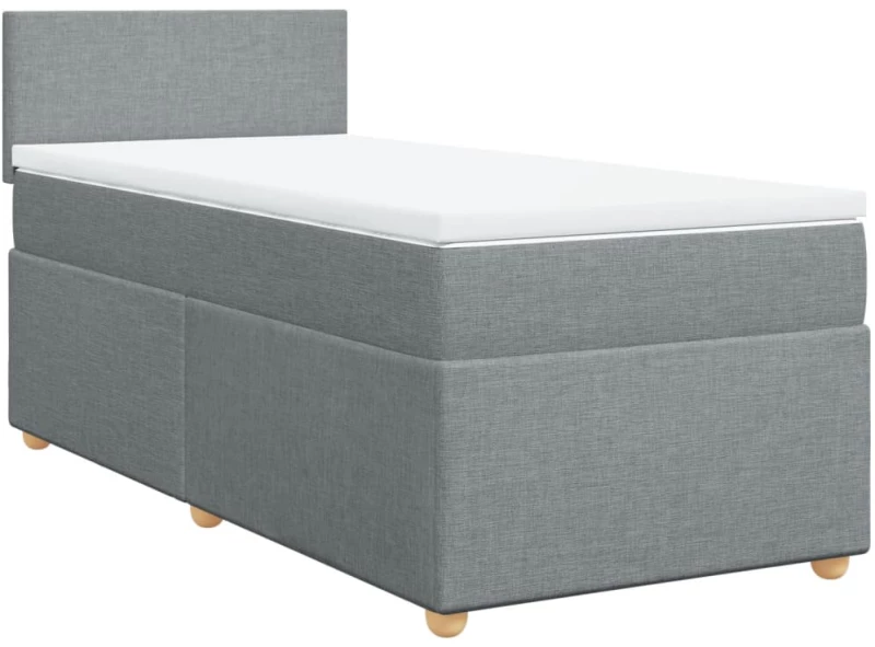 vidaXL Κρεβάτι Boxspring με Στρώμα Ανοιχτό Γκρι 80x200 εκ. Υφασμάτινο