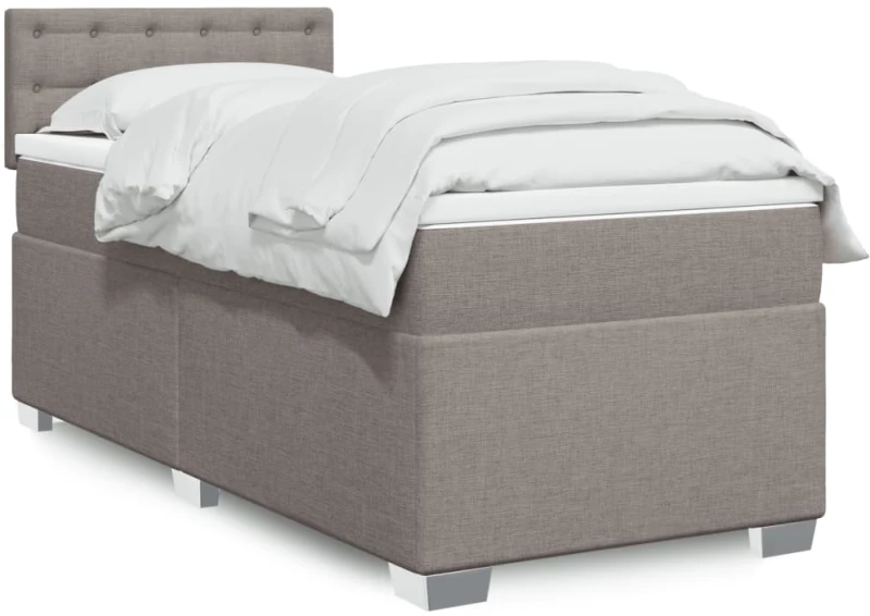 vidaXL Κρεβάτι Boxspring με Στρώμα Taupe 90x200 εκ. Υφασμάτινο