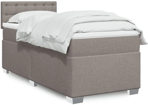 vidaXL Κρεβάτι Boxspring με Στρώμα Taupe 90x200 εκ. Υφασμάτινο
