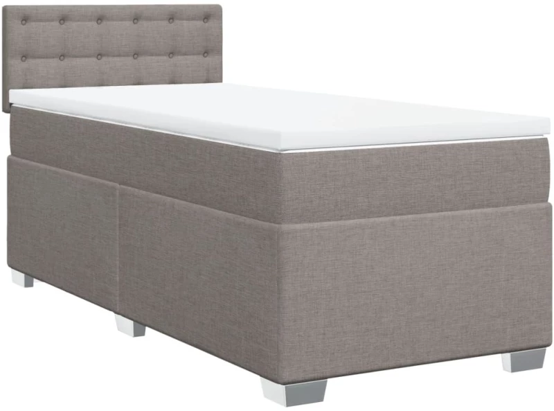 vidaXL Κρεβάτι Boxspring με Στρώμα Taupe 90x200 εκ. Υφασμάτινο