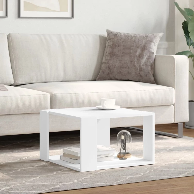 vidaXL Τραπεζάκι Σαλονιού Λευκό 51,5x51,5x30εκ. από Επεξεργασμένο Ξύλο