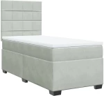 vidaXL Κρεβάτι Boxspring με Στρώμα Ανοιχτό Γκρι 90x190 εκ. Βελούδινο