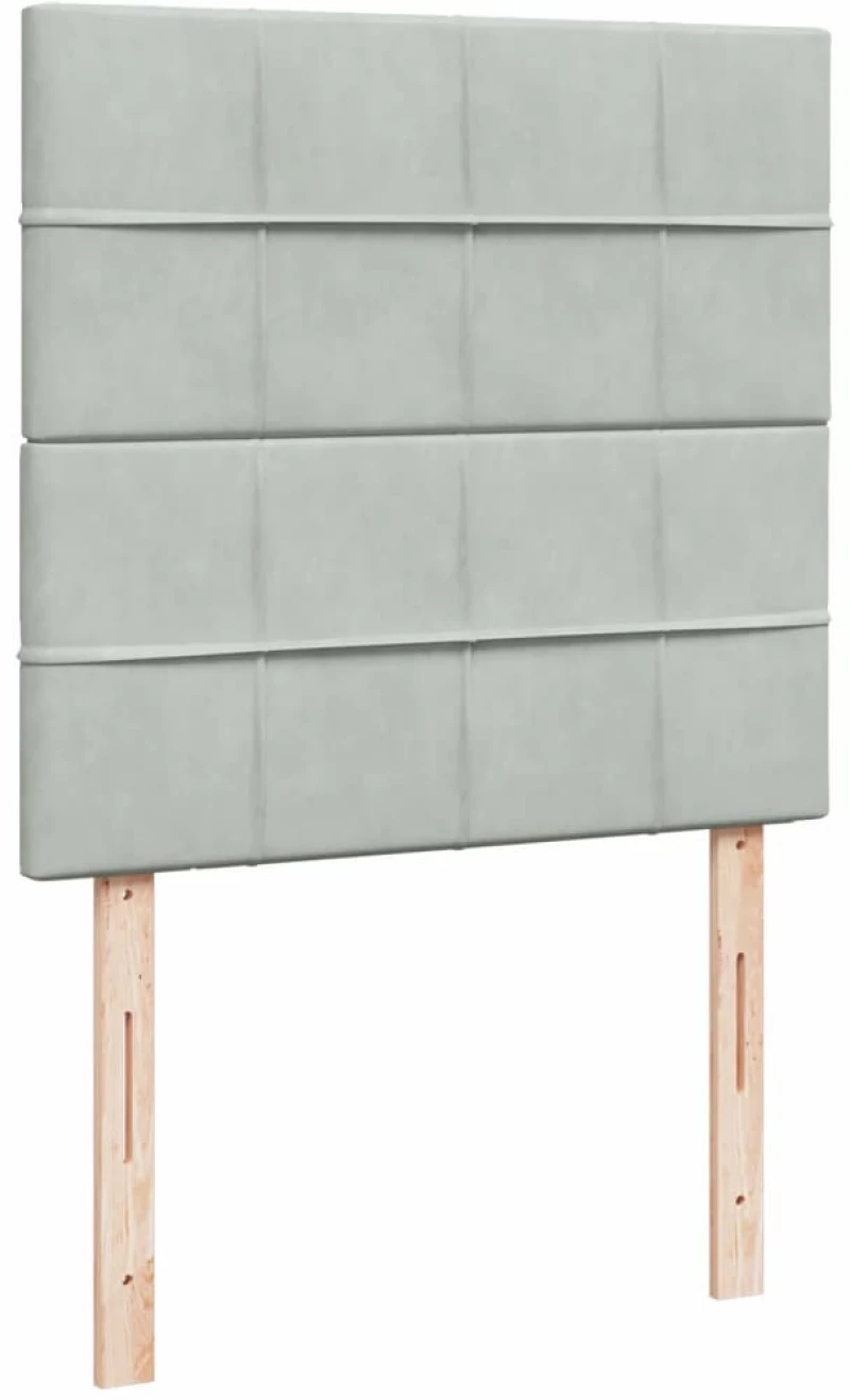 vidaXL Κρεβάτι Boxspring με Στρώμα Ανοιχτό Γκρι 90x190 εκ. Βελούδινο