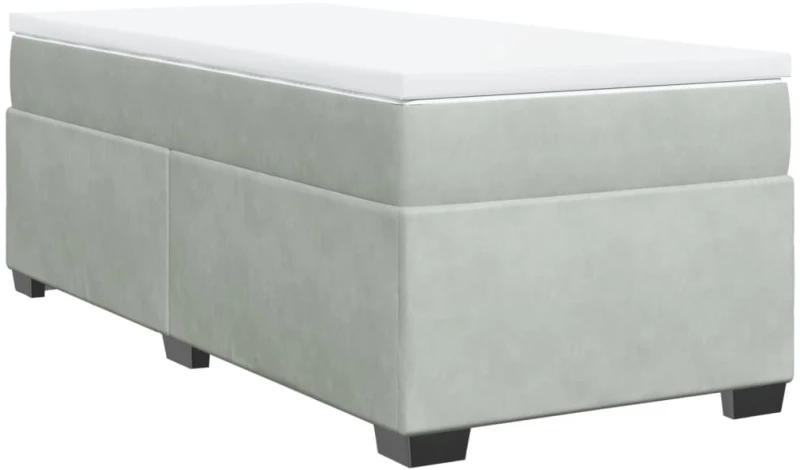 vidaXL Κρεβάτι Boxspring με Στρώμα Ανοιχτό Γκρι 90x190 εκ. Βελούδινο