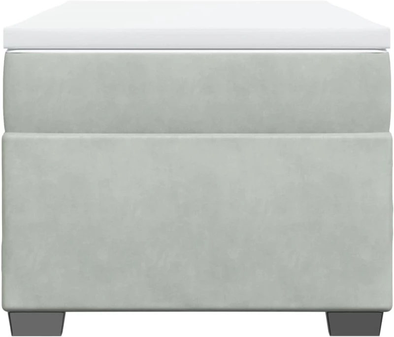vidaXL Κρεβάτι Boxspring με Στρώμα Ανοιχτό Γκρι 90x190 εκ. Βελούδινο