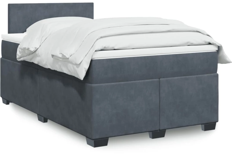 vidaXL Κρεβάτι Boxspring με Στρώμα Σκούρο Γκρι 120x190 εκ. Βελούδινο