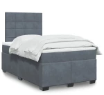vidaXL Κρεβάτι Boxspring με Στρώμα Σκούρο Γκρι 120x200 εκ. Βελούδινο