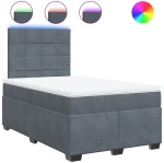 vidaXL Κρεβάτι Boxspring με Στρώμα Σκούρο Γκρι 120x200 εκ. Βελούδινο