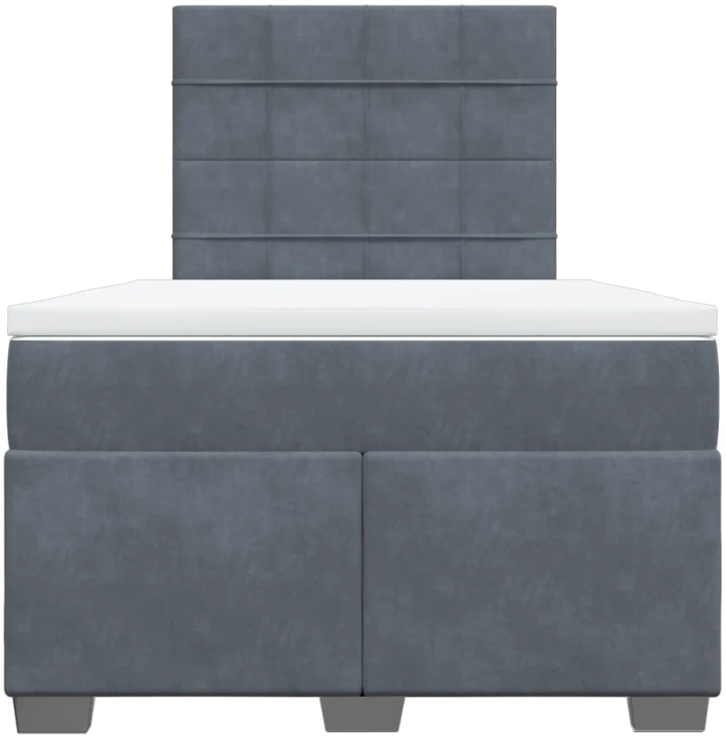 vidaXL Κρεβάτι Boxspring με Στρώμα Σκούρο Γκρι 120x200 εκ. Βελούδινο