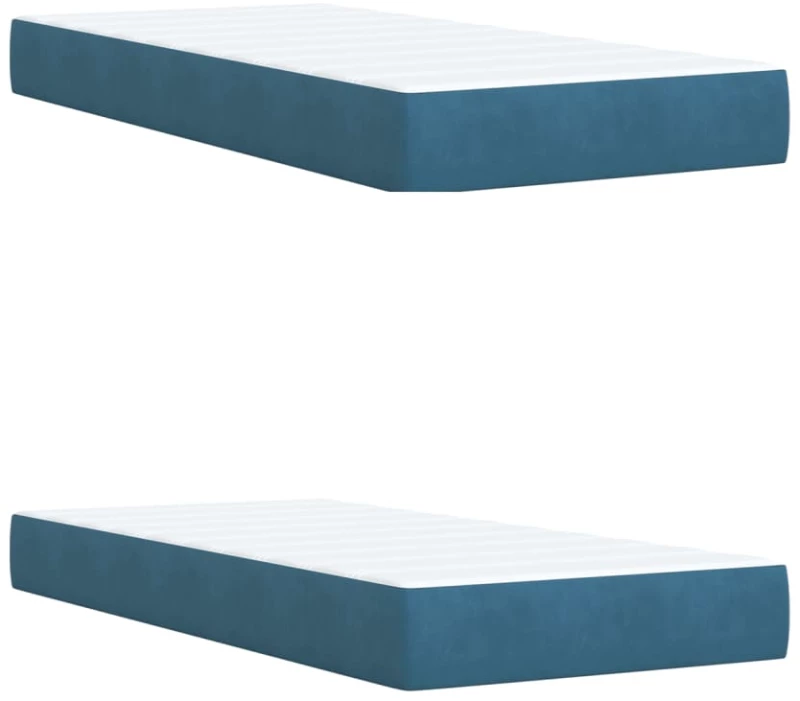 vidaXL Κρεβάτι Boxspring με Στρώμα Σκούρο Μπλε 200x200 εκ. Βελούδινο