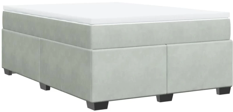vidaXL Κρεβάτι Boxspring με Στρώμα Ανοιχτό Γκρι 160x200 εκ. Βελούδινο