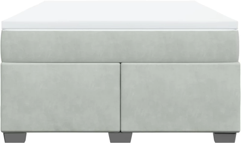 vidaXL Κρεβάτι Boxspring με Στρώμα Ανοιχτό Γκρι 160x200 εκ. Βελούδινο