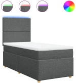 vidaXL Κρεβάτι Boxspring με Στρώμα Σκούρο Γκρι 80x200 εκ. Υφασμάτινο