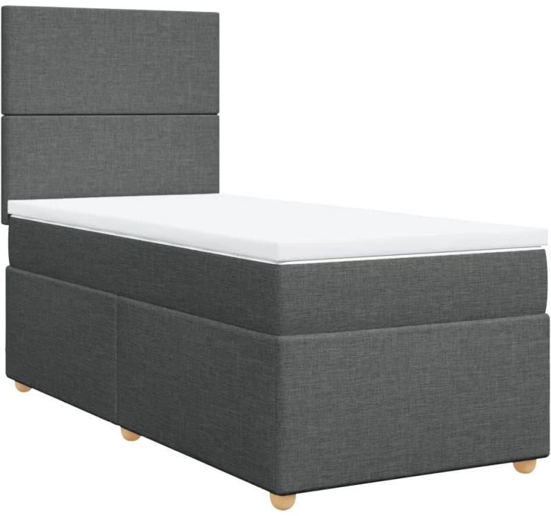 vidaXL Κρεβάτι Boxspring με Στρώμα Σκούρο Γκρι 80x200 εκ. Υφασμάτινο