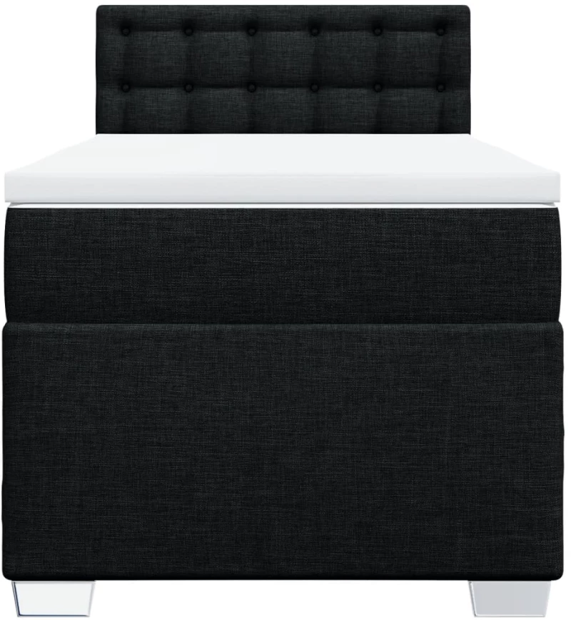 vidaXL Κρεβάτι Boxspring με Στρώμα Μαύρο 90x200 εκ. Υφασμάτινο