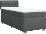 vidaXL Κρεβάτι Boxspring με Στρώμα Σκούρο Γκρι 90x200 εκ. Υφασμάτινο