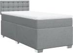 vidaXL Κρεβάτι Boxspring με Στρώμα Ανοιχτό Γκρι 90x200 εκ. Υφασμάτινο