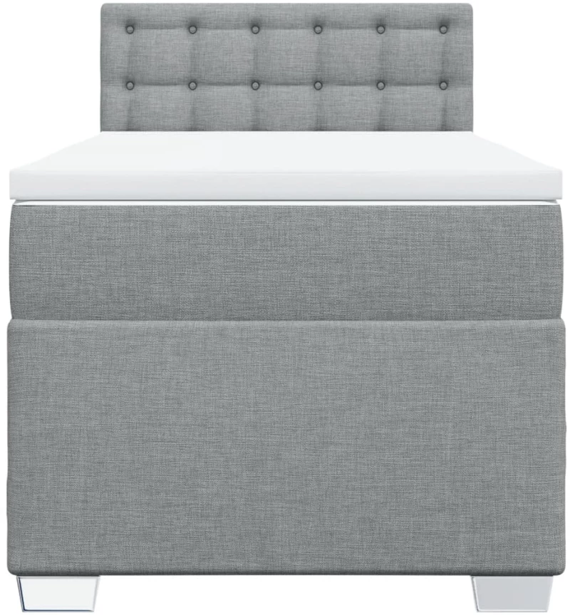 vidaXL Κρεβάτι Boxspring με Στρώμα Ανοιχτό Γκρι 90x200 εκ. Υφασμάτινο