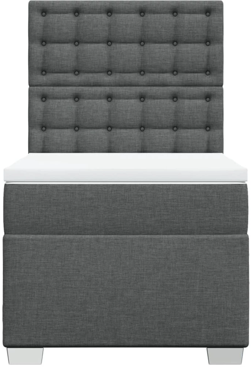 vidaXL Κρεβάτι Boxspring με Στρώμα Σκούρο Γκρι 90x200 εκ. Υφασμάτινο