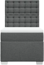 vidaXL Κρεβάτι Boxspring με Στρώμα Σκούρο Γκρι 90x200 εκ. Υφασμάτινο