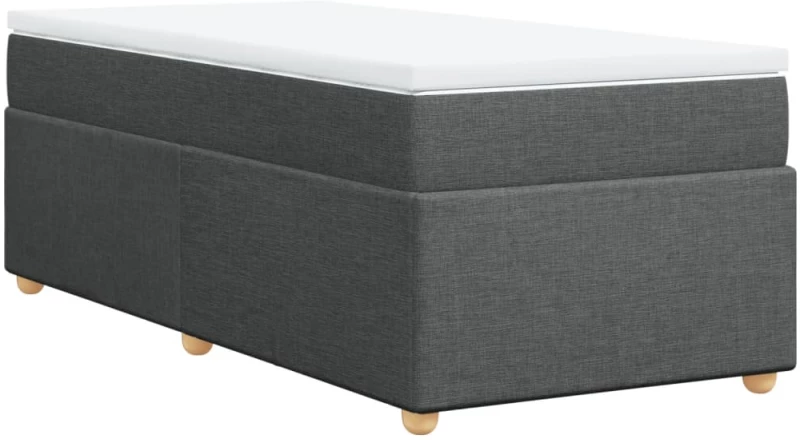 vidaXL Κρεβάτι Boxspring με Στρώμα Σκούρο Γκρι 90x190 εκ. Υφασμάτινο
